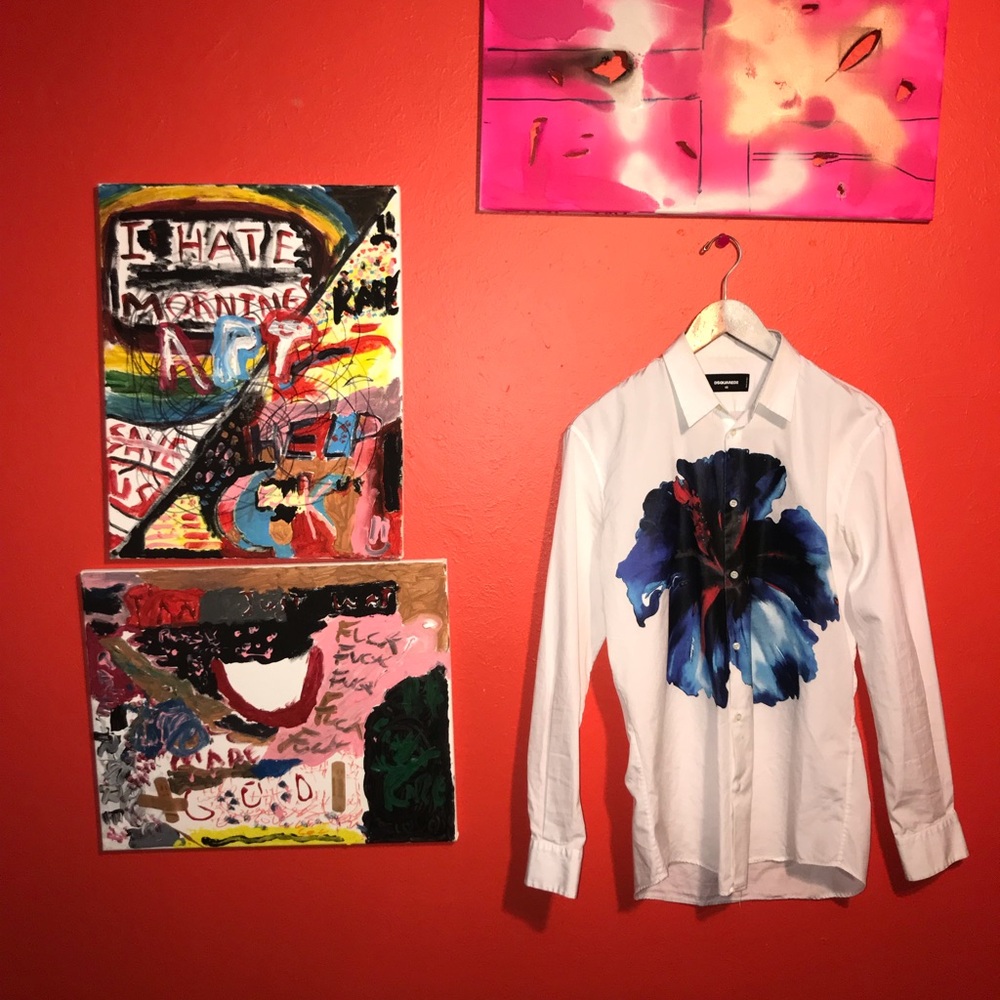 DSQUARED2 Hibiscus White Button Down